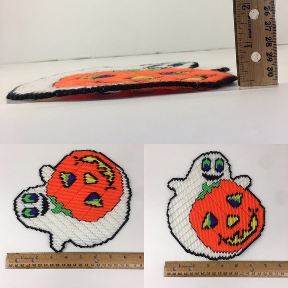 Vtg NIP Stitch n Staples Small Bat Halloween Yarn Craft w Finished Ghost Pumpkin - Picture 12 of 12